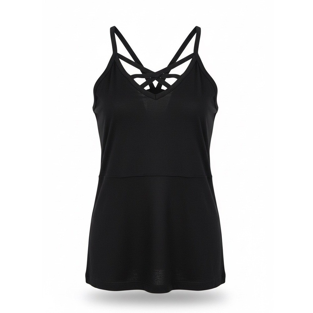 Bozzolo Womens Black Caged V-Neck Strappy Tank Top RT50455, Size Medium, NWOT